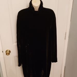 Ellen Tracy Velvet High Collar Dress